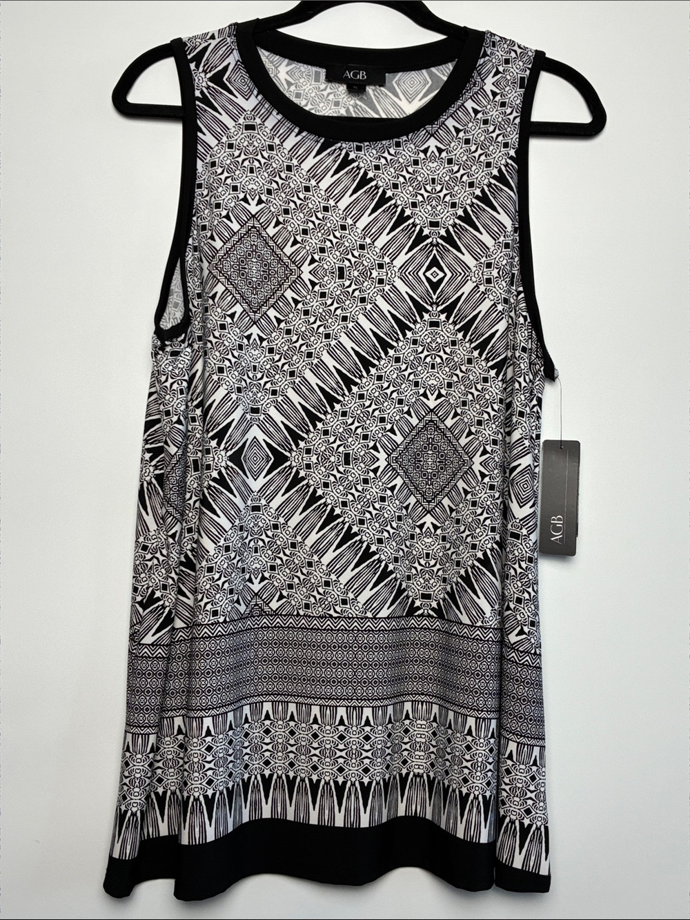 AGB Black & White Geometric Sleeveless Tank Top